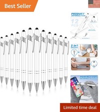 Elegant 12-Pc White Metal Stylus and Ballpoint Pen Set for Modern Professionals picture