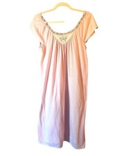 Vintage Dreamwear Lingerie Pink Nightgown Medium Lace Short Sleeve Embroidered picture