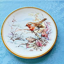 Vtg ROYAL KENT Bone China 8.25” PLATE Bird ROBIN Decorative Collectible England picture