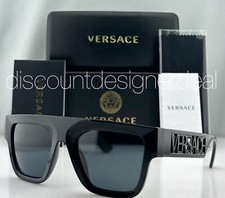 Versace VE4430U Square Flat Top Sunglasses Black Frame Gray Lens GB1/87 53mm NEW picture