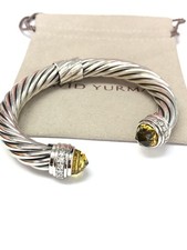 David Yurman 10mm Cable Classics  Bracelet 925 Silver Lemon Citrine & Diamonds picture
