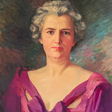 1940s Original Oil Painting Portrait Woman Signed M. Stokvs / Stokvis 1943 Art picture