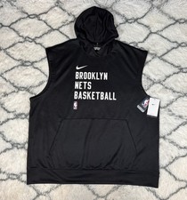 NIKE Brooklyn Nets NBA Team Issue Warmup Hoodie Tank Black Men's Sz 2XLT *NEW* picture