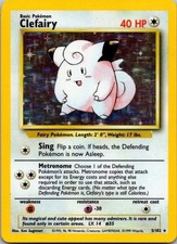 CLEFAIRY 5/102 HOLO RARE BASE SET UNLIMITED POKEMON LIGHTLY PLAYED 💎 picture