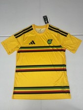 Jamaica 26 x Bob Marley Fan Jersey Mens Yellow Adidas Soccer Slim Fit Striped picture