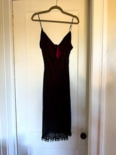 Rare Archival Betsey Johnson Silk Chiffon Slip Dress Beaded Hem Black/Purple picture