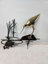 Vtg Brass Bronze Sandpiper Shorebird Fish Wall Sculpture MCM Coastal Gatco 18” picture
