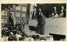 1931 RPPC Cornerstone Laying Ceremony Public Building School Children Crowd picture