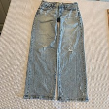 BKE Taylor Low Slung Baggy Fit Wide Leg Light Wash Distressed Jeans 30x32 picture