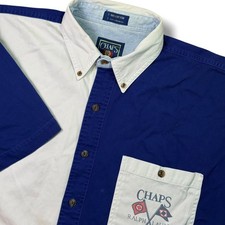 Vintage Chaps Ralph Lauren Button Up Mens Large Blue Colorblock Sailboat Cotton picture