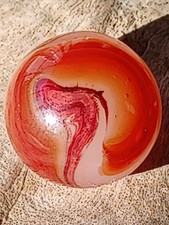 .74 Mint Shooter Akro Carnelian Oxblood Mossy Corkscrew Marble w Dragon Head🐉 picture