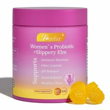 LEEFAR Women's Probiotic + Slippery Elm Gummies 60ct pH Balance Odor Control NEW picture