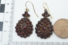 ANTIQUE BOHEMIAN GARNET DROP EARRINGS c1880 picture
