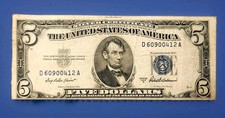 $5.00 United States Blue Seal 1953-A  (BIG ERRORS) I Used a 1934-D For Example picture