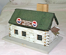 VINTAGE LEXINGTON NC BBQ LOG CABIN BIRDHOUSE FOLK ART PEPSI PRIMITIVE HANDCRAFT picture