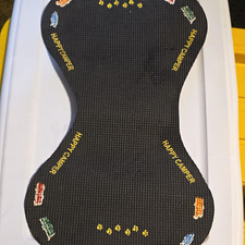 Happy Camper Non-Slip Rubber Dog Feeding Placemat Mat Black/Yellow picture