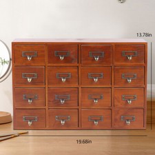 16 Drawers Vintage Tabletop Library Card Catalog Cabinet Apothecary Storage Box picture
