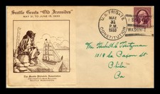 1933 SEATTLE GREETS U.S.F. CONSTITUTION OLD IRONSIDES PASTE-ON  CACHET COVER picture
