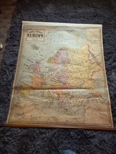 1939 EUROPE Cram Ideal Series Pull Down Map Classroom Large WW2 picture
