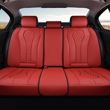 Coverado Car Seat Covers, Rear Car Seat Cover, 3-Pieces Leather Seat Cover, Red picture