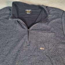 Ariat Rebar Pullover Mens 3XL Heather Charcoal Gray Quarter Zip Work Shirt picture