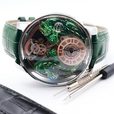 NIB Invicta Objet D Art Dragon 70579 - 46mm Green Ronda Quartz Leather Watch picture
