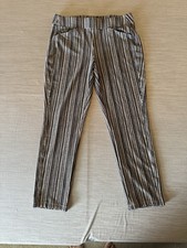 Chico's Travelers Size 4R Striped Ankle Pull-On Straight Leg Pants Pockets picture