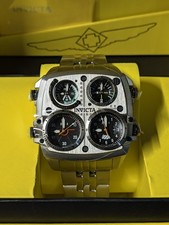 FREE SHIP Invicta Aviator Zulu 4-Time Zone Men's 50mm Silver Quartz Watch 49605 picture