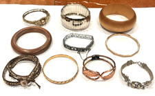MONET TRIFARI GOLD BANGLE NAKAMOL BEAD PEARL WOOD SWEDEN ART DECO BRACELETS LOT picture