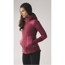 Lululemon EUC Fleecy Keen III Jacket Complete Removable Hood Wine Berry Size 2 picture