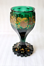 Antique Imperial Russian malachite green silver and gold glass goblet 1830-1850 picture