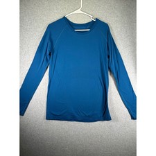 Athleta Momentum Seamless Long Sleeve Top Womens Medium M Teal Blue Gripper Hem picture