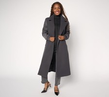 Liberare Women's Petite Jacket PM Ruched Sleeve Long Coat Gray A704370 picture