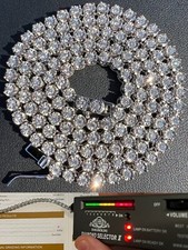 3mm Real MOISSANITE Illusion Set Tennis Chain Necklace 925 Silver Passes Tester picture
