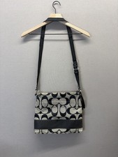 Vintage Coach Womens Signature Striped File Bag Crossbody Purse Graphic Print picture