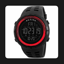 Activa Summit Men’s Digital Quartz Watch 50mm Black/Red Bezel Alarm Date WR 50m picture