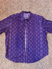 Robert Graham Button-Up Shirt Size TTIG Purple Damask Pattern Long Sleeve picture
