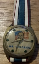 Vintage 70’s Mr. Chicago Mayor Daley Time Character Watch Irish Shamrocks picture