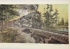 Barry Barnett High Thunder 1977 Locomotive Train Lithograph Hand Signed Numbered picture