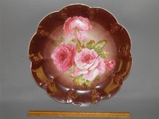 Antique Victorain Pink Roses C T Altwasser Plate Hand Painted Porcelain 12 1/2'' picture