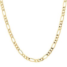 Genuine 18K Yellow Gold Filled Italian Figaro Chain Necklace, Many Width/Length picture