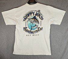 VTG SLOPPY JOE'S FISHING TEAM KEY WEST WHITE GRAPHIC T-SHIRT SIZE XL GILDAN picture