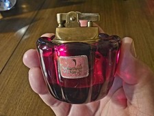 Vintage Viking Glass Ruby Red Table Lighter Mid Century Working W/ Label picture