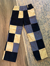 Urban Outfitters Patchwork Corduroy Pants Blue/Black/Beige Drawstring M picture