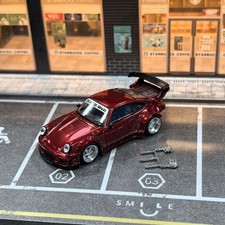 (USED) Pop Race  Porsche 911 930 RWB Chrome Red Diecast Car Model picture
