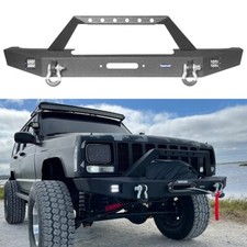 Stubby Front Bumper w/ LED Spotlights & Winch Plate For Jeep Cherokee XJ 84-01 picture