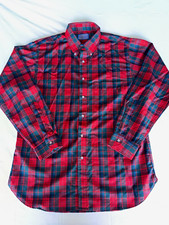 Vintage Pendleton Men's L Plaid Red Green Wool Woven Button-Down Shirt picture