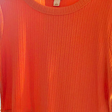 Liz Claiborne Orange Solid Ribbed Knit Stretch Shift Midi Dress, Size L picture