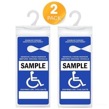 2-Pack Clear Protective Cover for Disabled Parking Placard Hanging Sleeve Holder picture