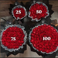 100 Fresh Red Rose Bouquet Customizable Next Day Shipping From Ca USA picture
